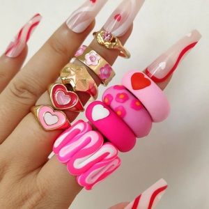 Anthro 3pcs Ring Set Dopamine Colorful Rainbow